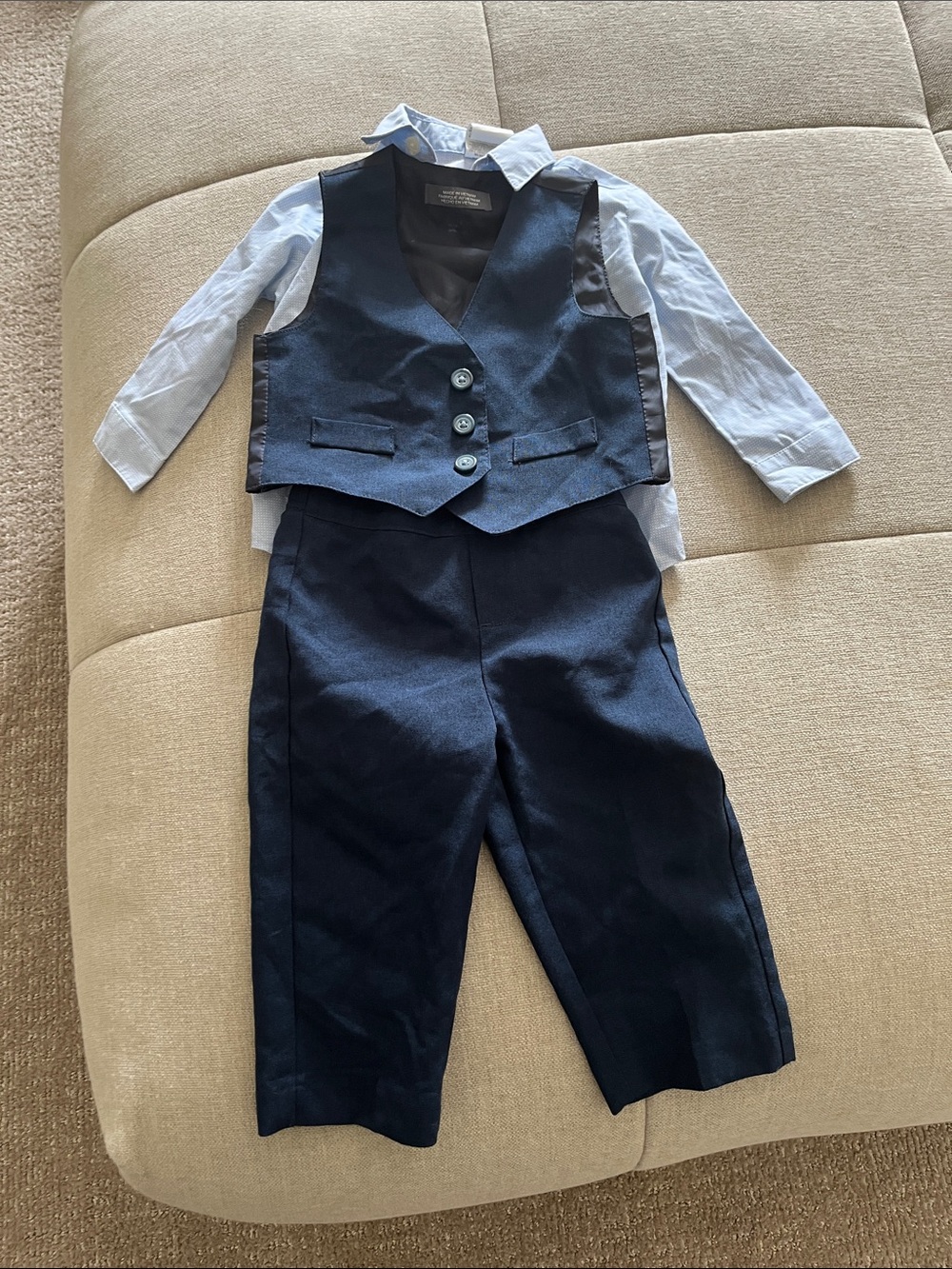 Van Heusen Navy Vest and Pants with Light Blue Shirt - Formal Kids Ensemble